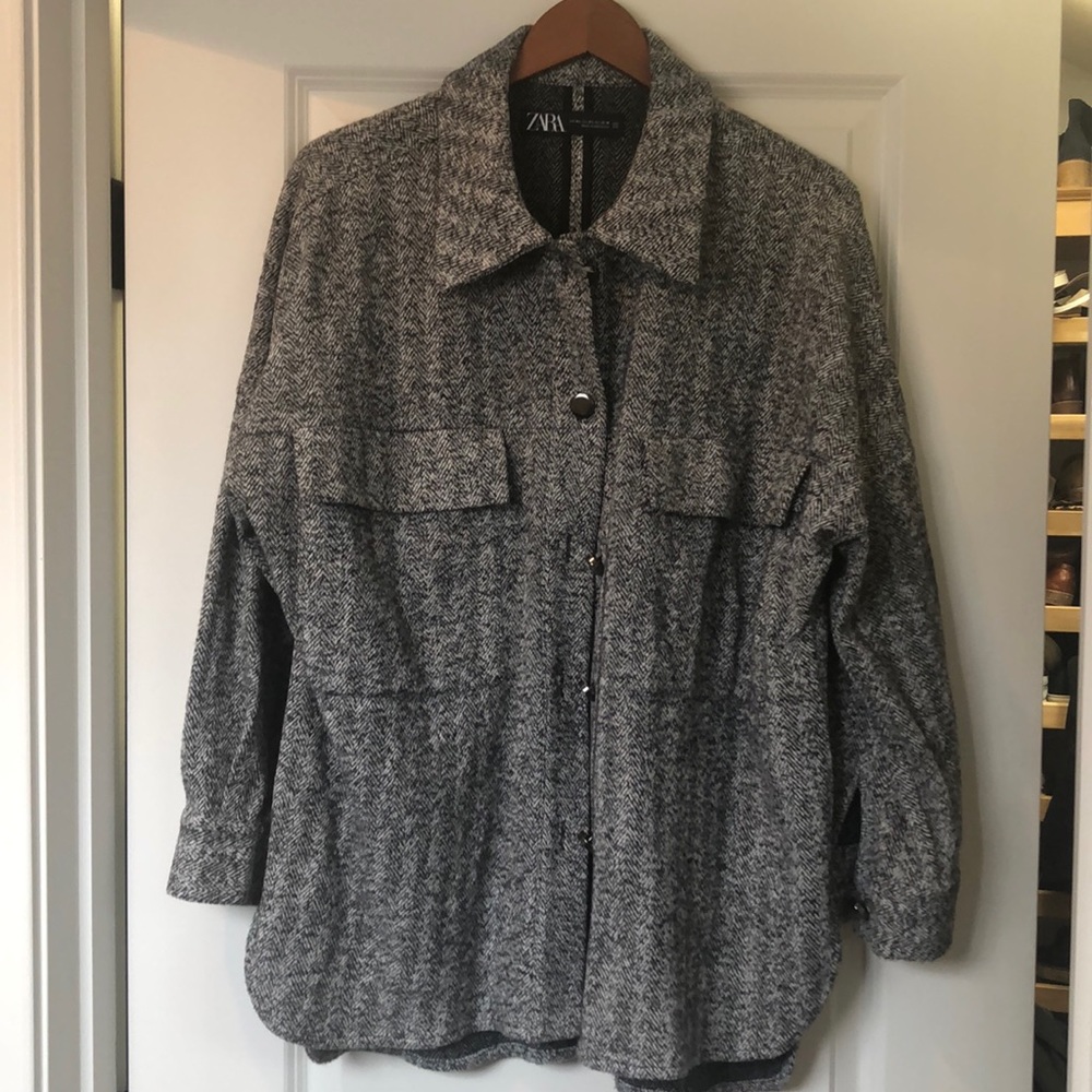 Zara tweed shirt jacket m/l
